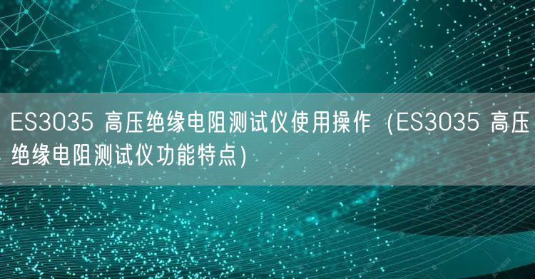 ES3035 高壓絕緣電阻測試儀使用操作（ES3035 高壓絕緣電阻測試儀功能特點）(圖1)